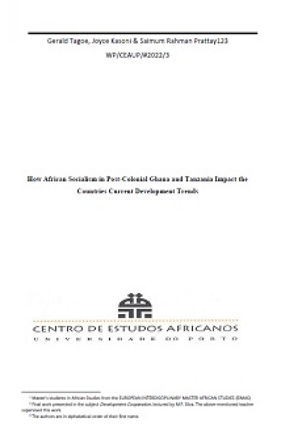 Working-Paper: Statistical Report: How African Socialism in Post-Colonial Ghana and Tanzania Impact the Countries Current Development Trends.